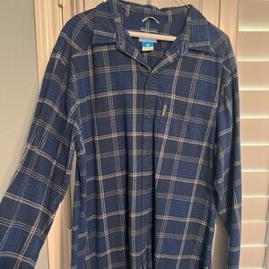 Columbia Navy Plaid Omni Wick Flannel Shirt, Size L